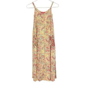 April Cornell Dress Girls Size 11 12 Youth Kids Long Maxi Sleeveless Yellow Pink